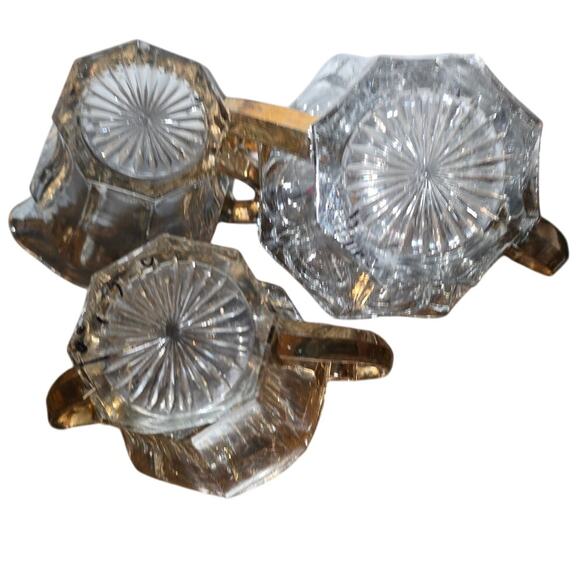 3 Piece Antique U.S. Glass Clear Gold Gilt #15145 Colonis EAPG - Picture 2 of 5